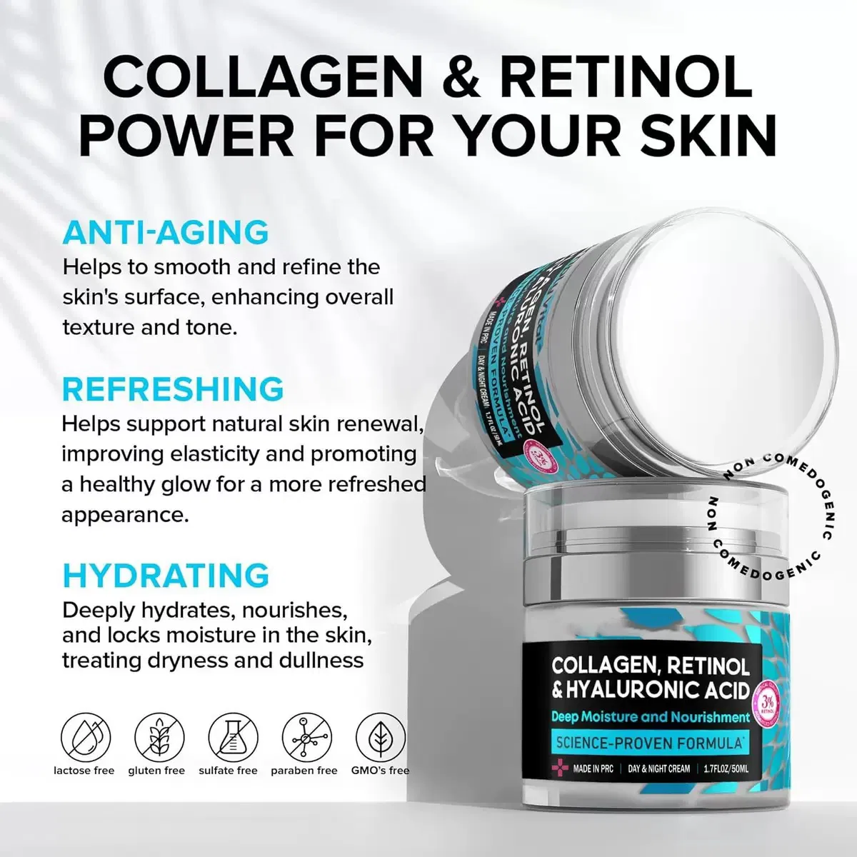 Collagen Retinol Hyaluronic Acid Cream Anti-Aging Face Moisturizer for Face Daily Moisturizer Face Cream
