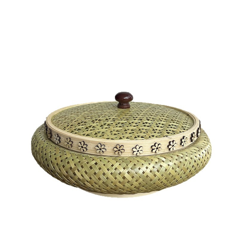 Hand-Woven Bamboo Fruit Tray with Lid