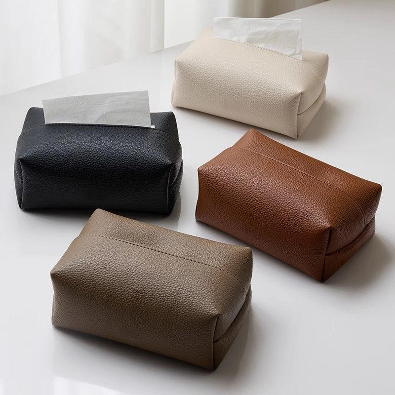 Luxury Black PU Leather Napkin Box Fashion Home Decor Tissue Holder
