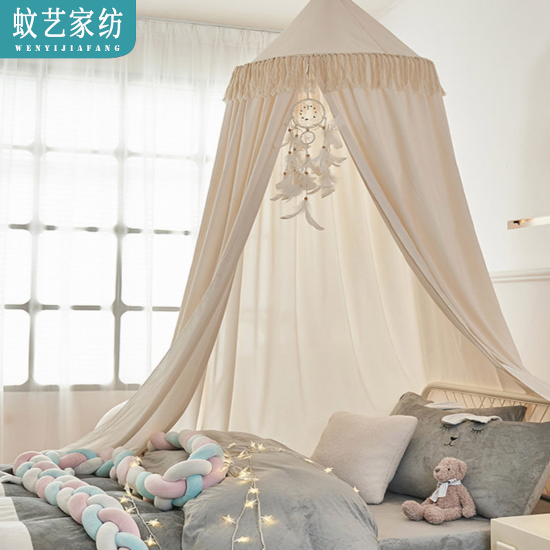 Child Bed Room Canopy Cream Mosquito Net Large Space Mosquito Proof and Breathable Room Decoration