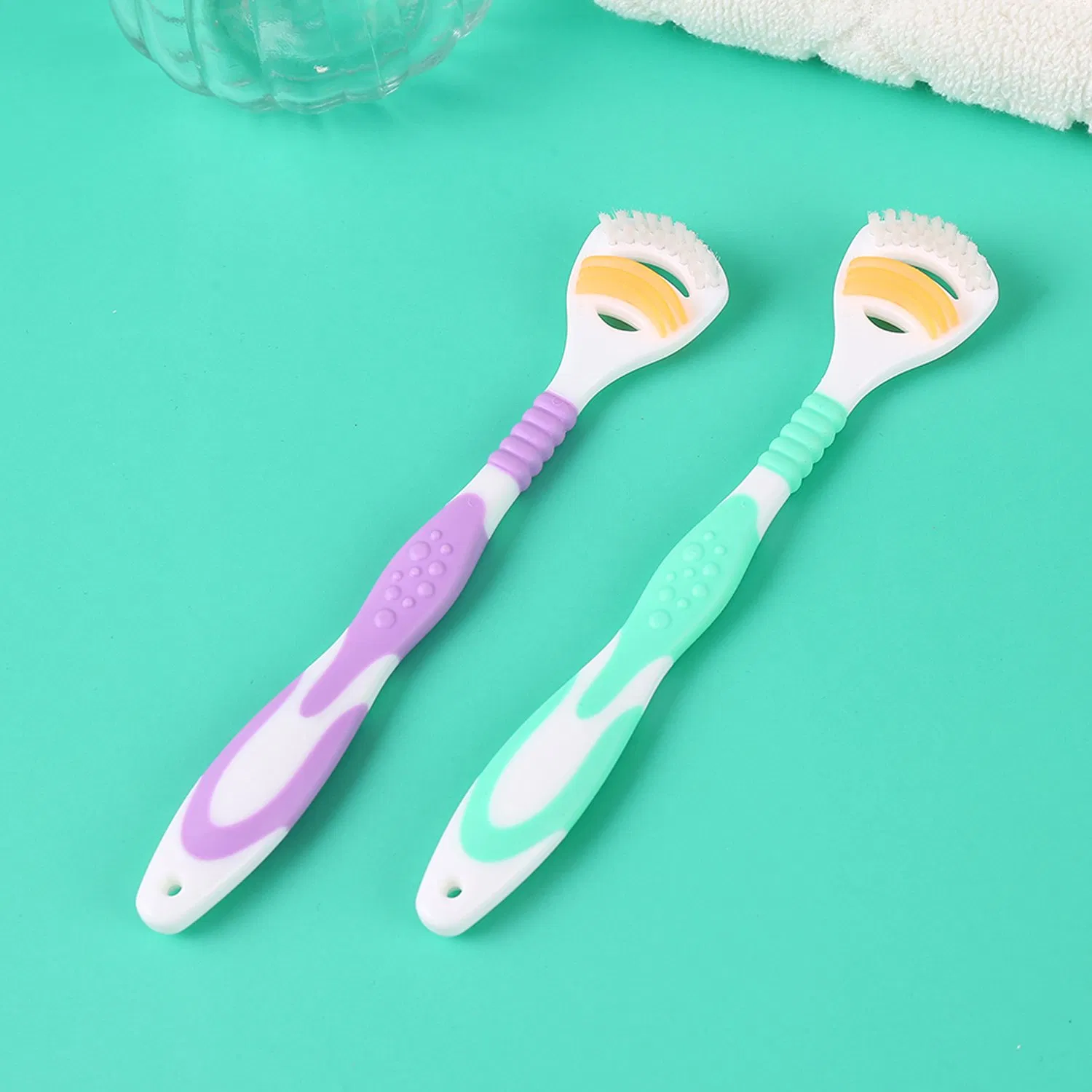 High Quality Tongue Scraper Toothbrush Silicone Plastic Tongue Cleaner Set