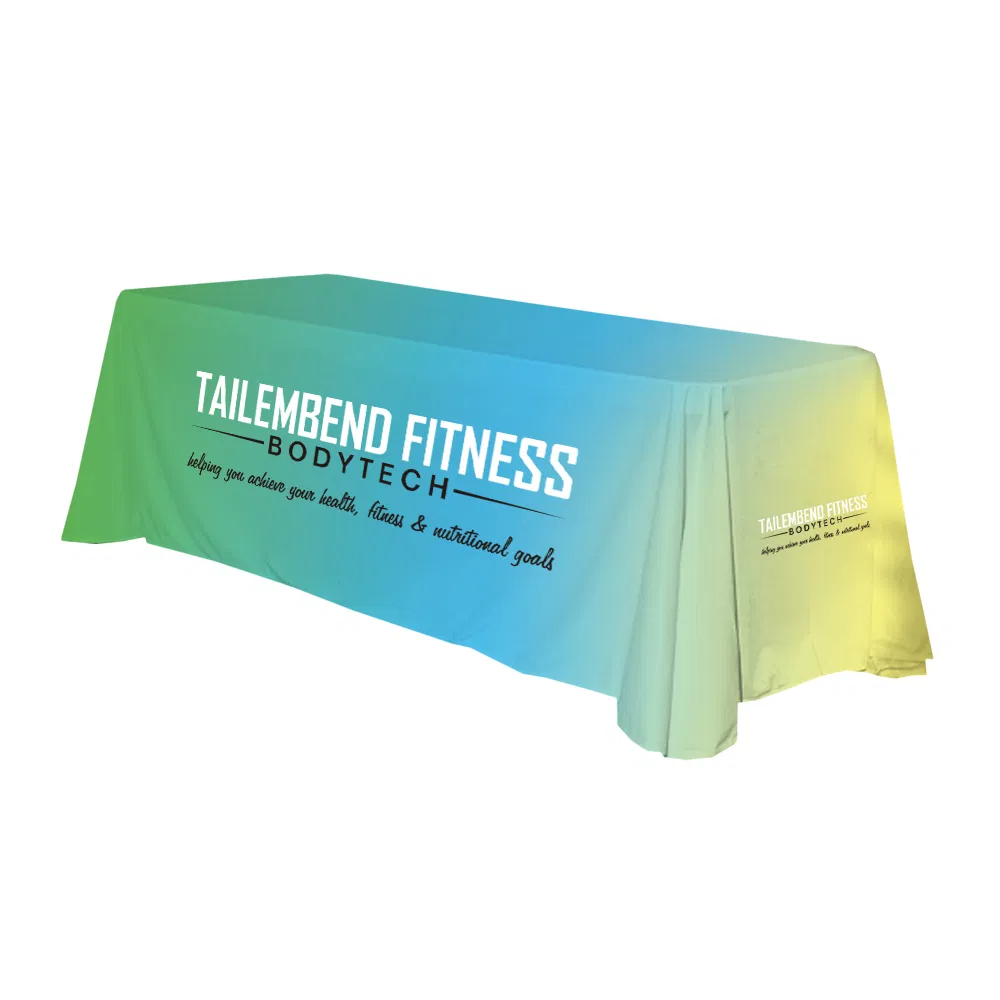 Custom Sublimation Printed Stretch Table Cover Fitted Draped