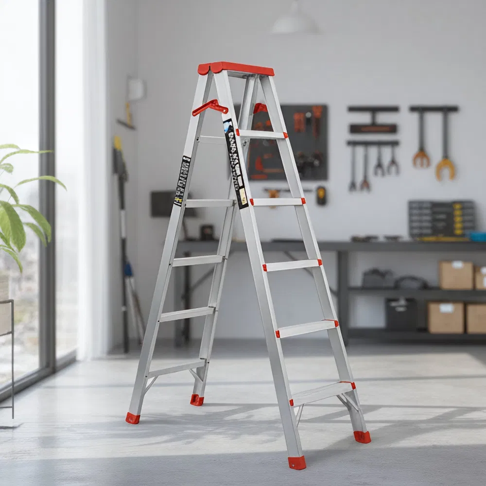 Extendable Aluminum Ladder with Safety Locks for Secure Climbing