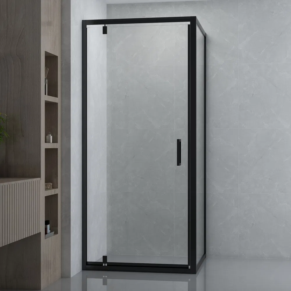 Bathroom 6mm Transparent Glass Black Aluminum Framed Shower Cubicle for Sale