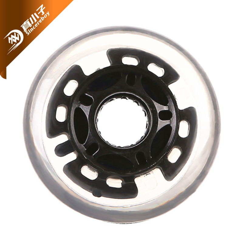 PU Flash Wheel Inline Skates Wear-Resistant Silent Transparent PU Flash Wheel 80*24mm