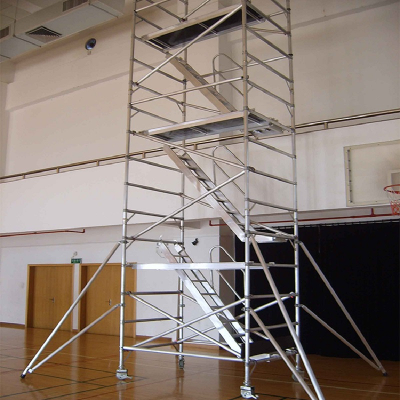 Safe 20m High Aluminium Scaffolding Tower with Stairs for Building
