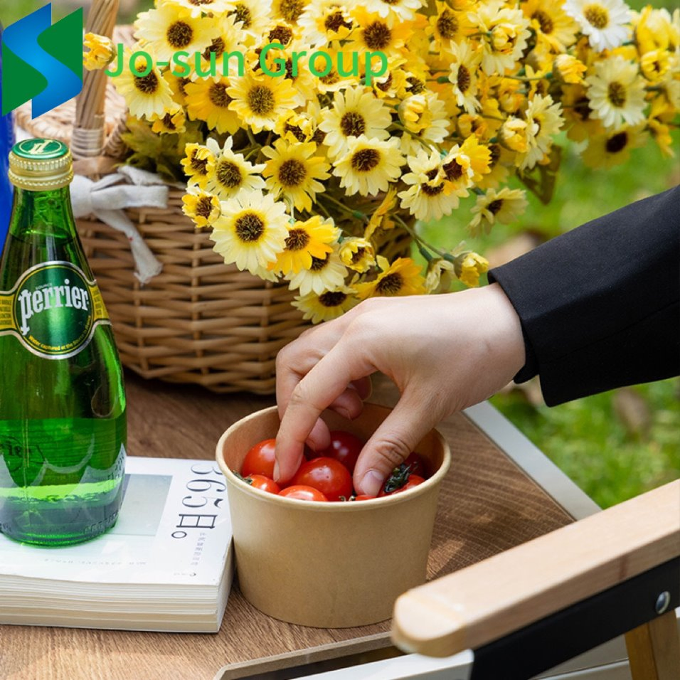 Disposable Take Away Kraft Paper Salad Bowl with Lid Kraft Paper Bowl