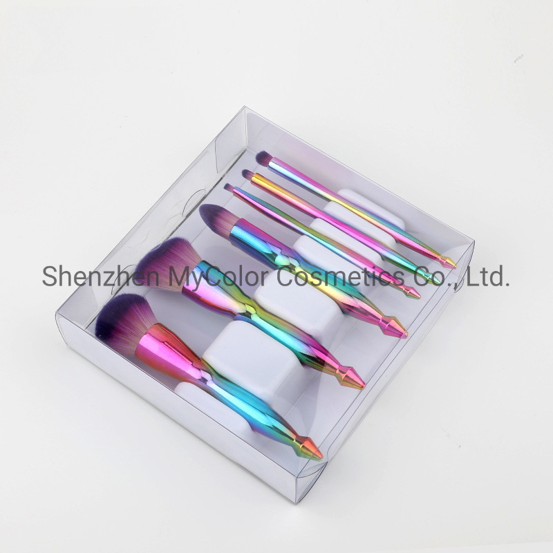 6PCS Plating Makeup Brushes Portable Gradient Cosmetics Powder Angled Eyeshadow Brush