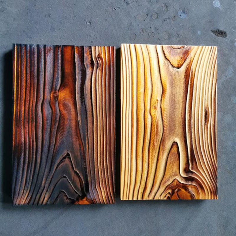Custom-Design Carbonized Burnt Charred Outdoor Exterior Shou Sugi Ban Solid Wood Cladding Wall Panels