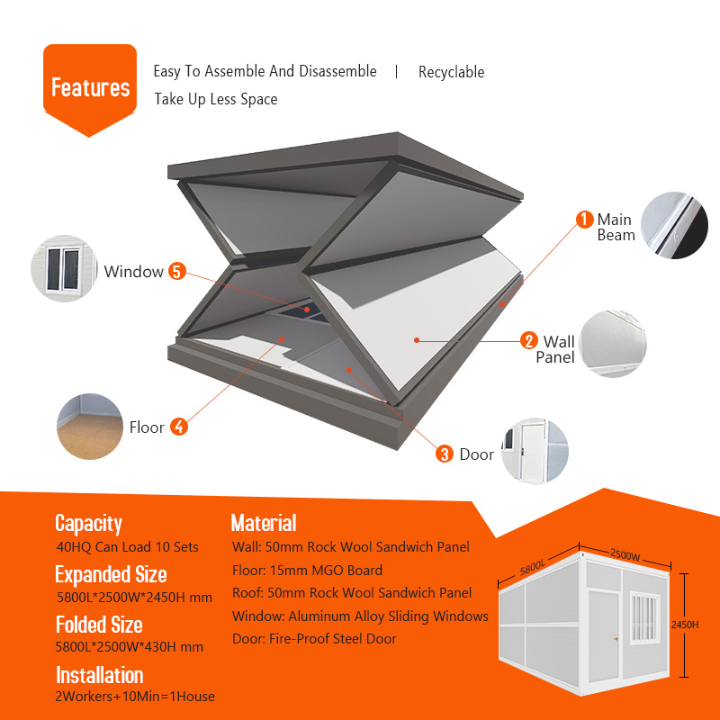 Cbox Fast Installation Hoisting Mobile Prefab Folding Container House for Worker Accommodation and Canteen