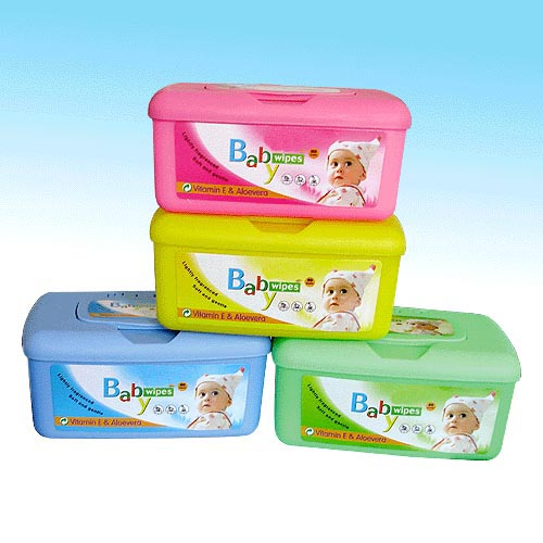 Baby Cleaning Wet Towel with Plastic Tub (BW-045)