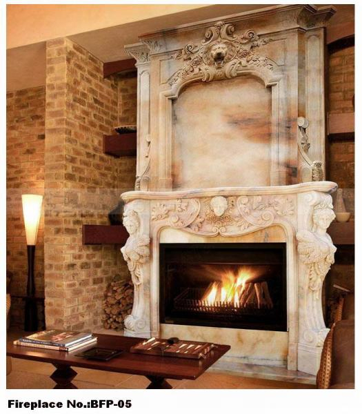 Hot Natural New Cream Beige Marble Surround Stone Fireplace for Indoor Decoration