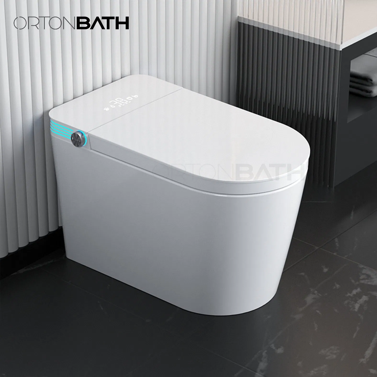 Ortonbath New Design Smart Toilet Bidet Combo with Bidet S Trap Auto Flush Remote Control Intelligent Warm Seat Smart Toilet