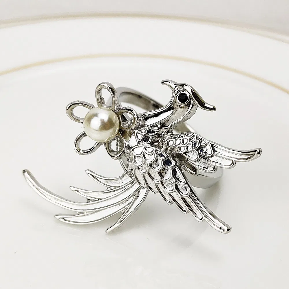 High Quality Phoenix-Shaped Pearl Decorative Crafts Napkin Rings