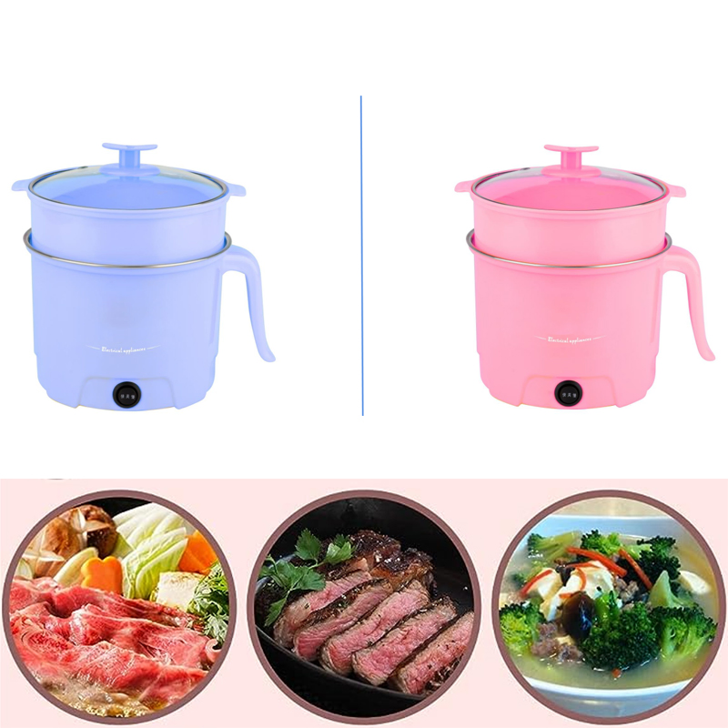 Portable Multifunction Electric Multi Cooking Electric Hot Pot Cooker Suitable for Noodles/Hotpot/Soup Mini Electric Frying Pan with The Food Steamer
