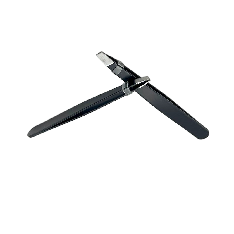Black Eyelash Applicator Tool Upgraded Stainless Steel Slanted Eyebrow Tweezer