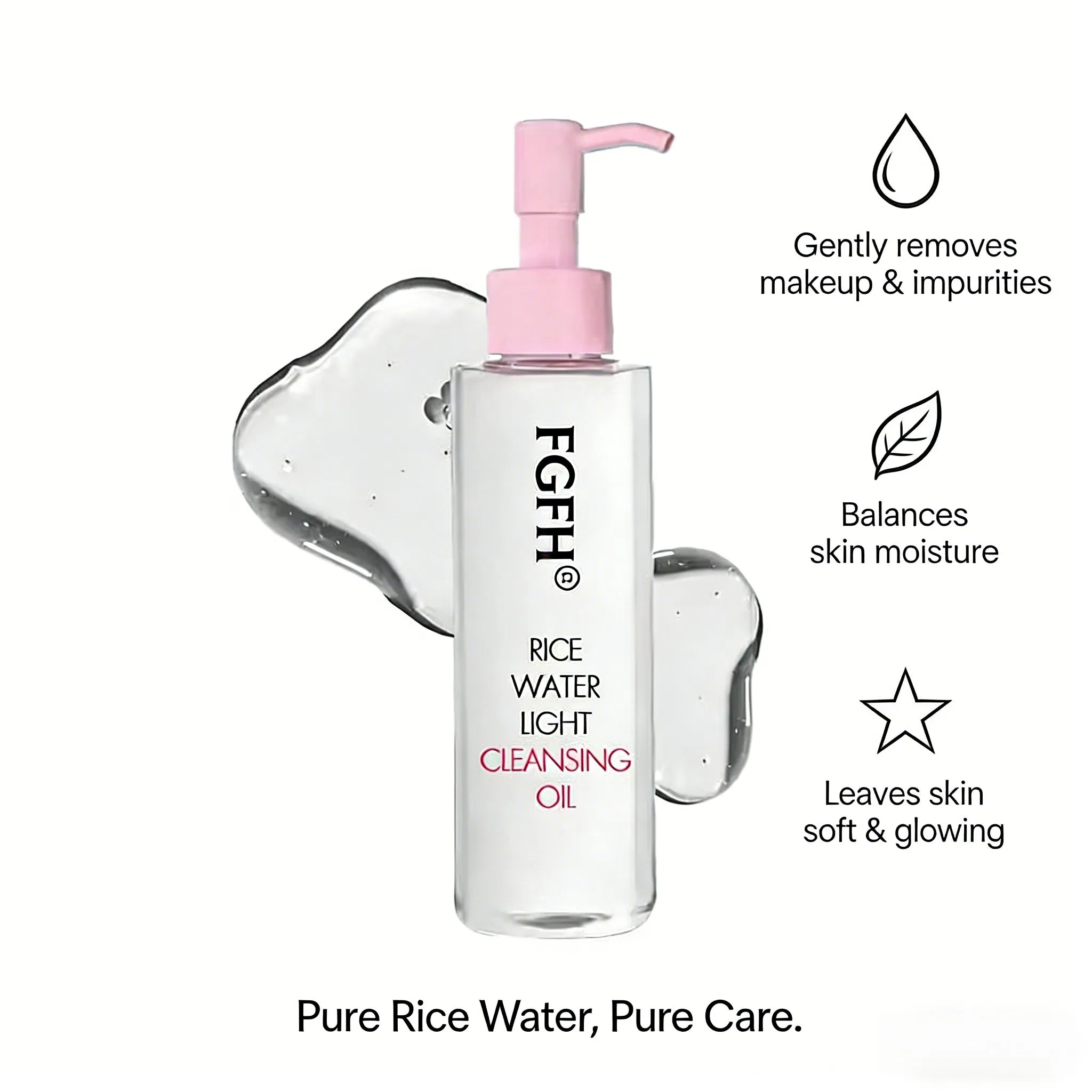 Rice Water Bright Facial Cleansing Oil Daily Makeup Remover Vegan Light Cleansing Oil