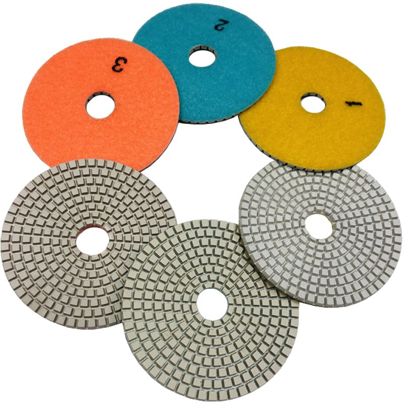 Factory Price 4 Inch Best Price 3 Step White Diamond Wet Polishing Pad for Marble Granite Quartz Stone