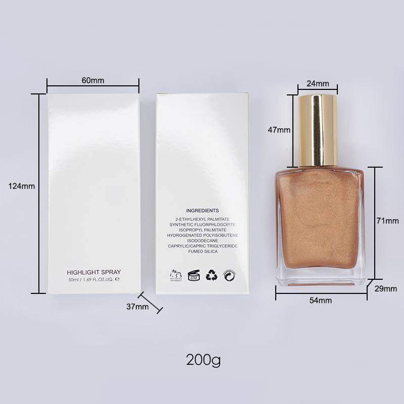 Gold Flakes Shimmer & Glitter Highlighter Oil Spray Waterproof Body Contouring Oil for Glow & Sparkle