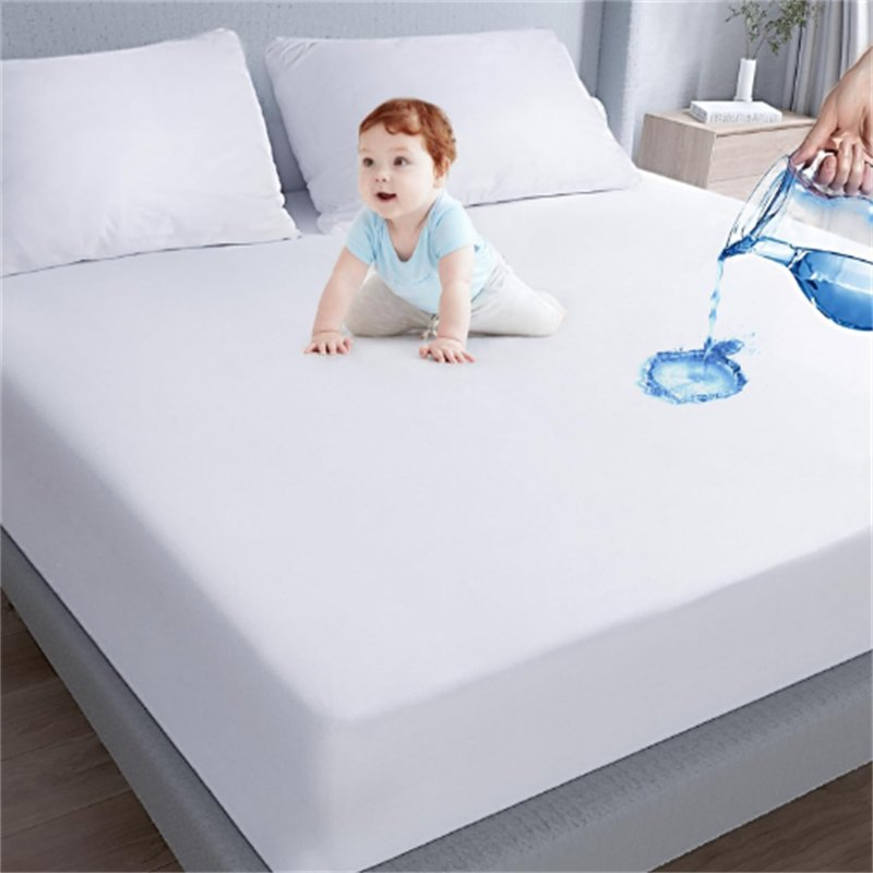 Waterproof Polyester Mattress Protector Breathable Skin Friendly and Noiseless Fitted Sheet