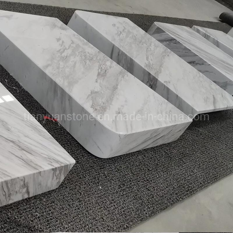 Customized Volakas White Marble Vanity with Radius Corner Edge