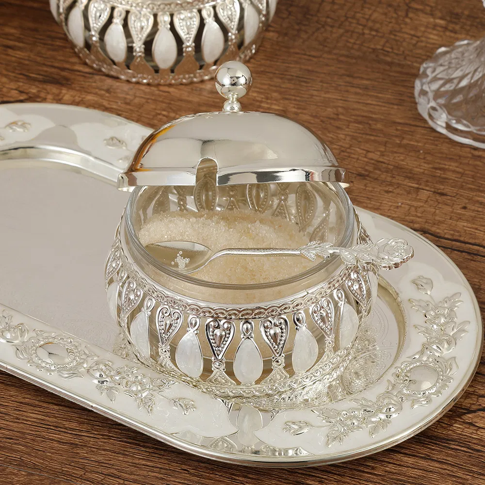 Unique Decorative Round Ceramic Kitchen Storage Jar Set with Lid