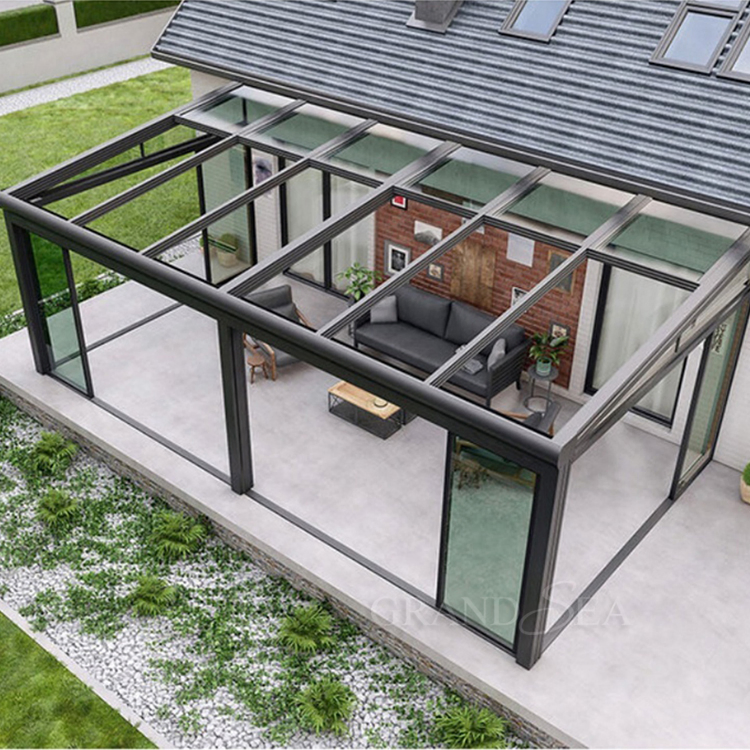 Low-E Glass Protection Sun Room Sunroom Glass House, Prefabricated Aluminium Conservatory 1 Set for Backyard
