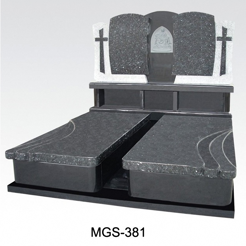 Carving Cemetery Memorials Double Headstone with Vase Lion