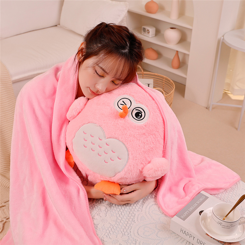 Custom Logo Personalized Soft Wholesale Promotional Kid Child Baby Mascot Gift Doll Plushie Plushies Stuffed Animal Owl Bird Blanket Pillow Cushion Plush Toy E6