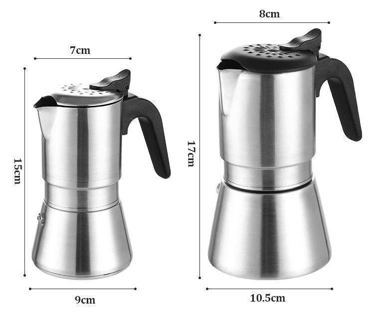 304 Stainless Steel Moka Pot Italian Hand Made Teapot European Style Outdoor Portable