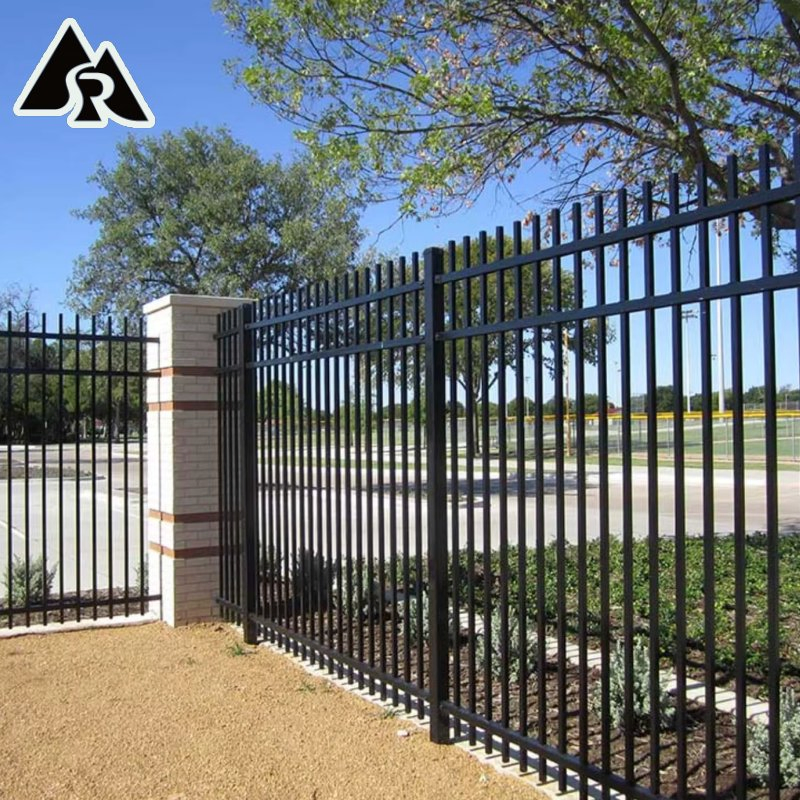 Security Black Metal Steel Picket Fence Outdoor Garden Galvanized Steel Fence Panels