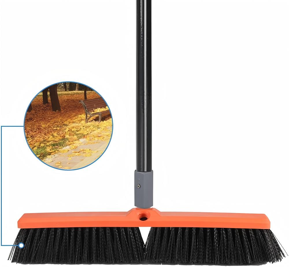 18inch Outdoor Dust Broom Extra Long Handle Outdoor Plastic Broom- Garden Broom Outdoor with Long Handle Sweeper Broom