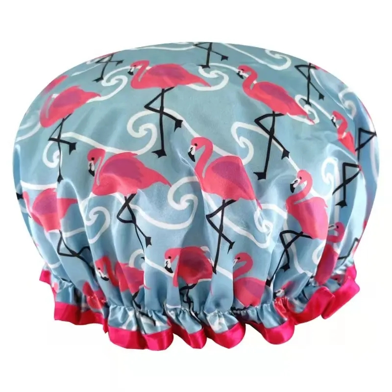 Quiet Girl High Quality Printed Flamingo Shower Caps