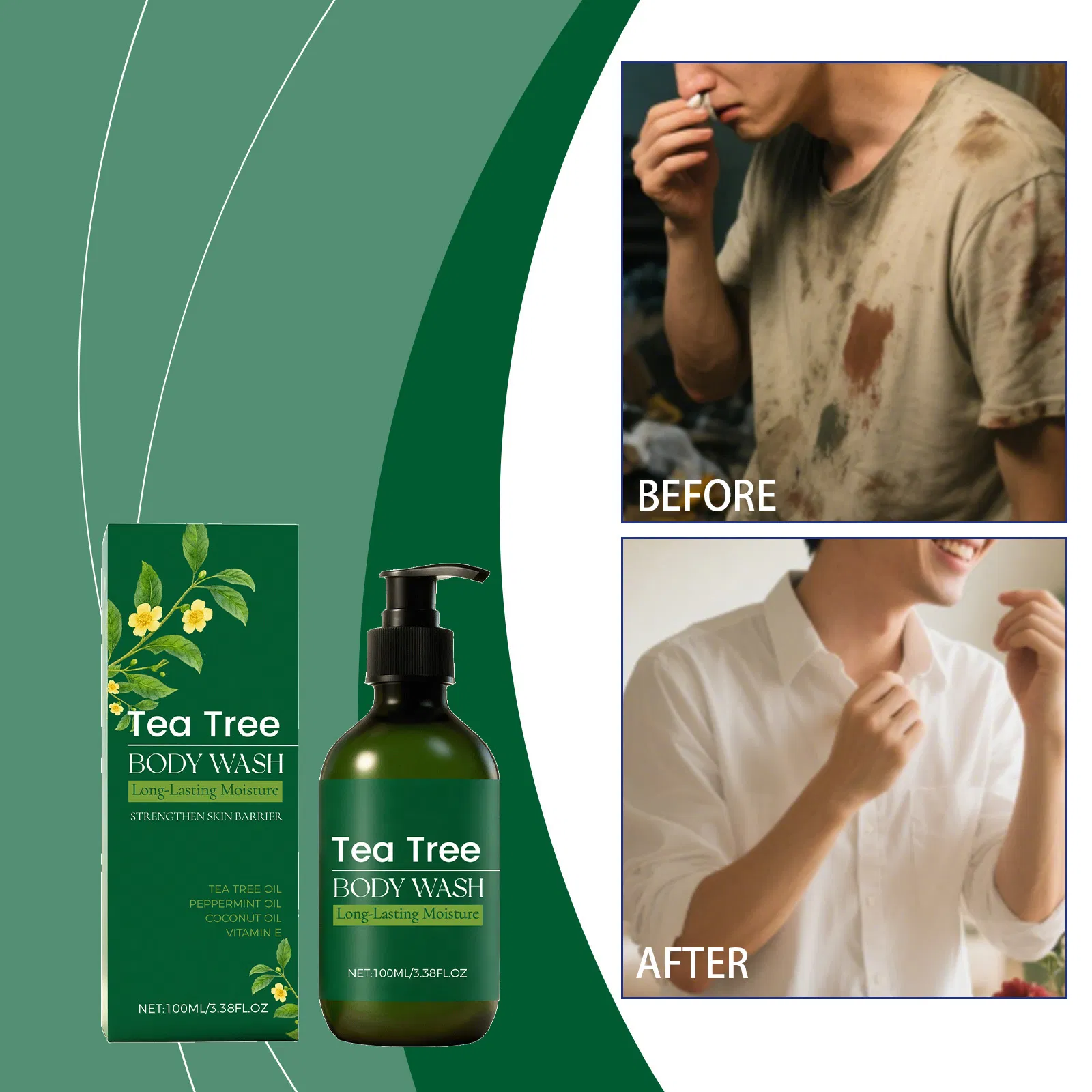 Tea Tree Body Wash Helps Soothe Itchy Dry Skin Antifungal Body Shower Gel with Tea Tree Oil Shower Gel