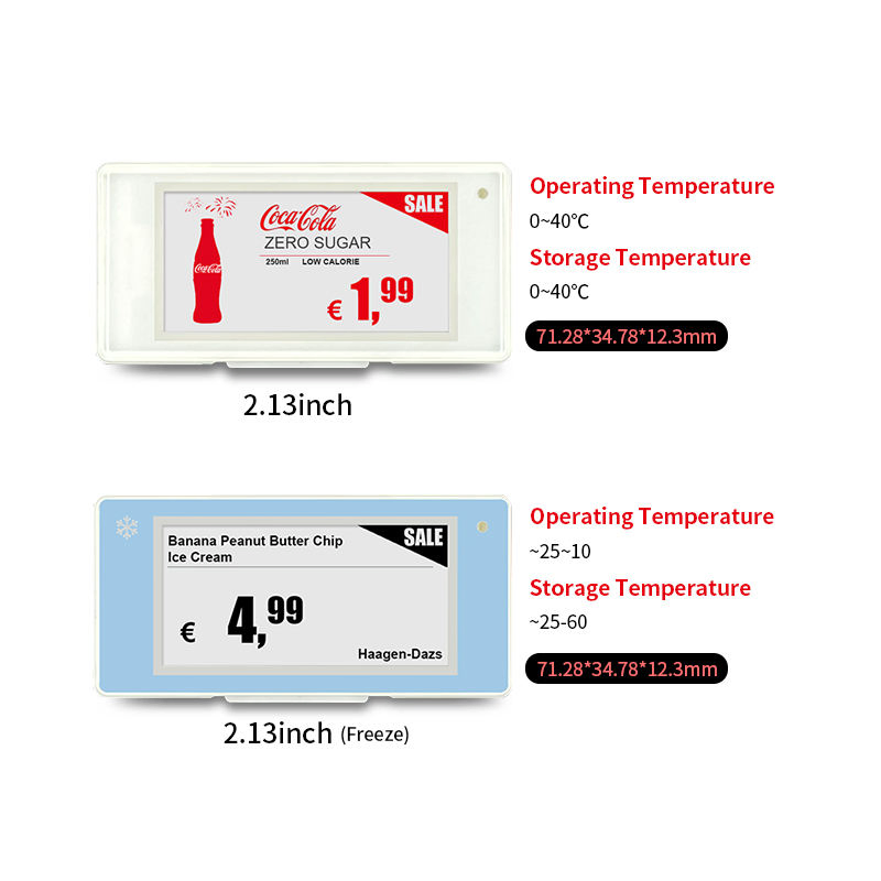 2.9-Inch Ultra-Compact BLE E-Ink ESL Tag - Electronic Price Label for Grocery Stores