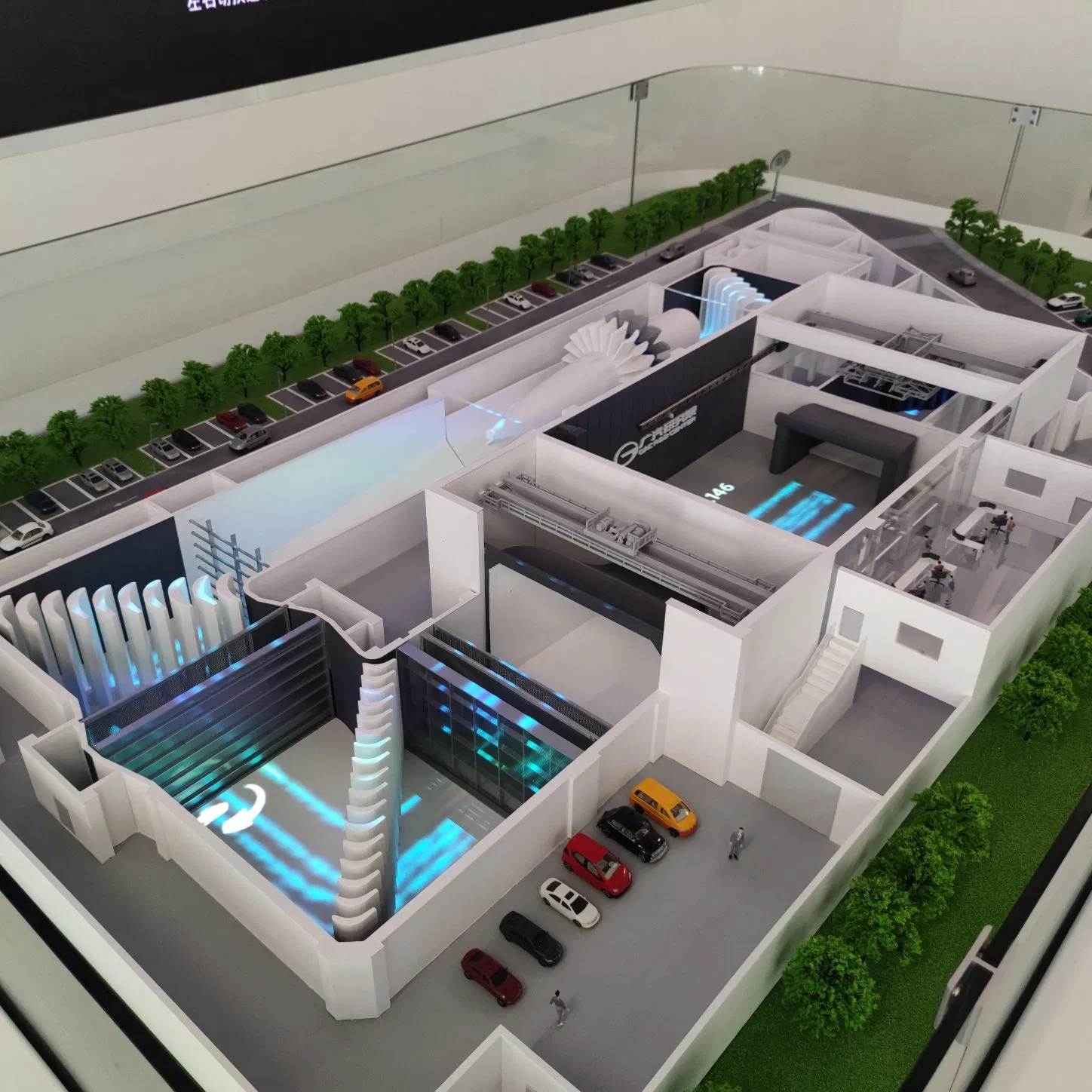 a Large Modern Automotive Factory Building Model Used to Showcase The Complete Layout