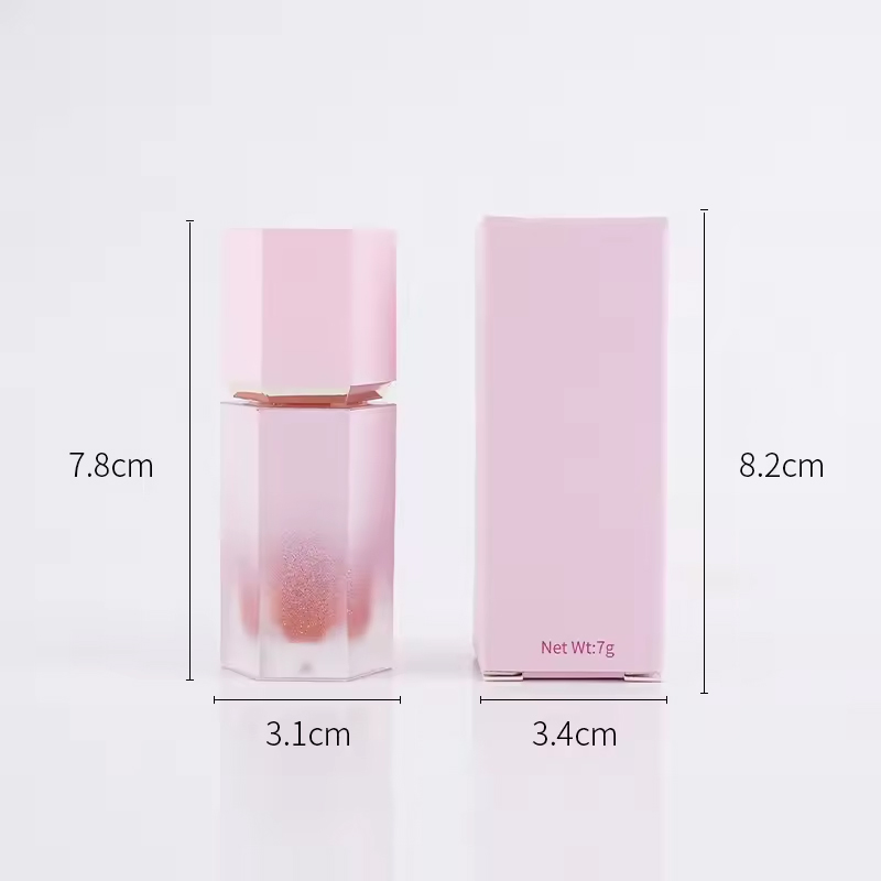 Exquisite Blush Hexagonal Shape Frosted Tube Smooth Soft Blusher with Private Label