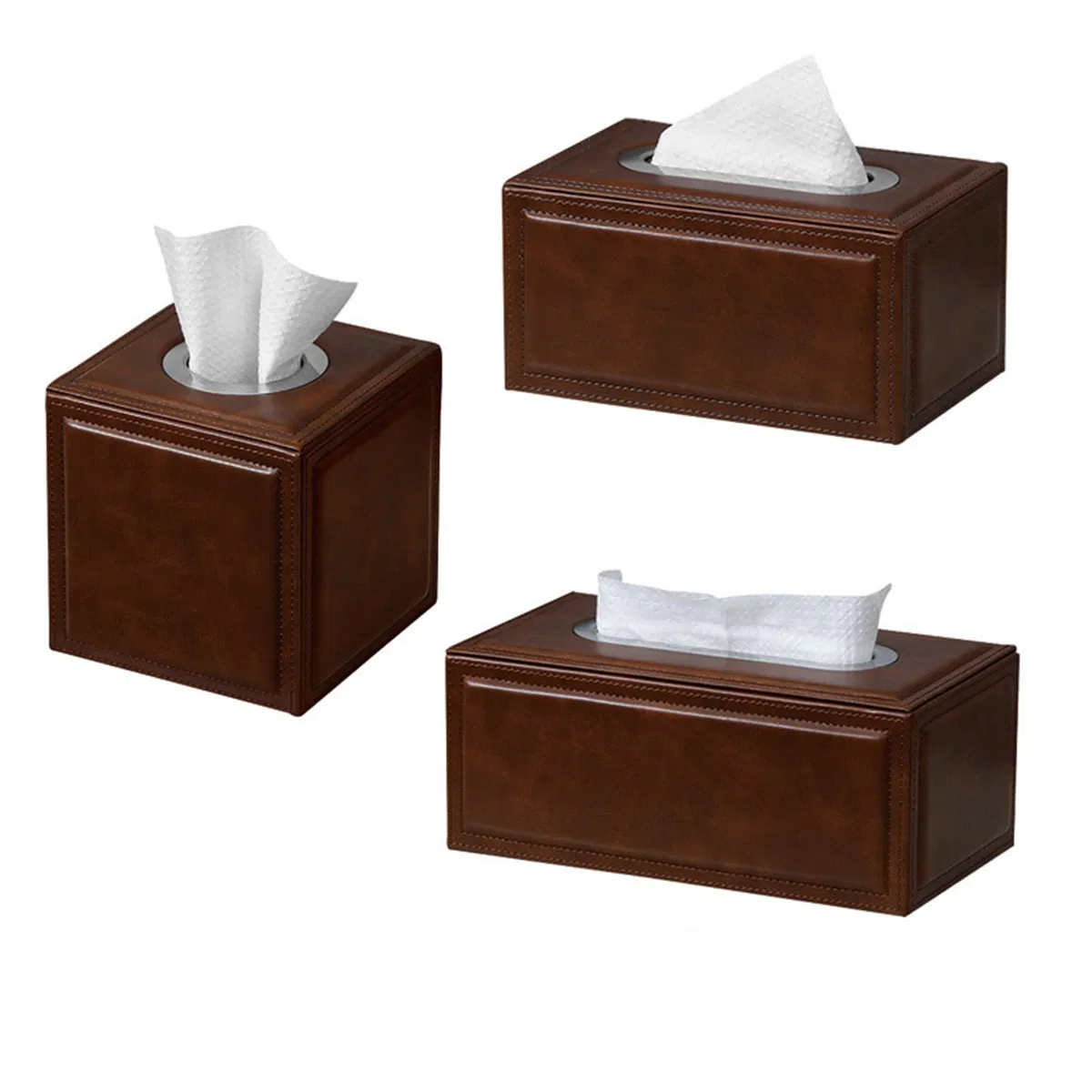 Factory Wholesale Custom Logo Leather Handmade Tissue Box