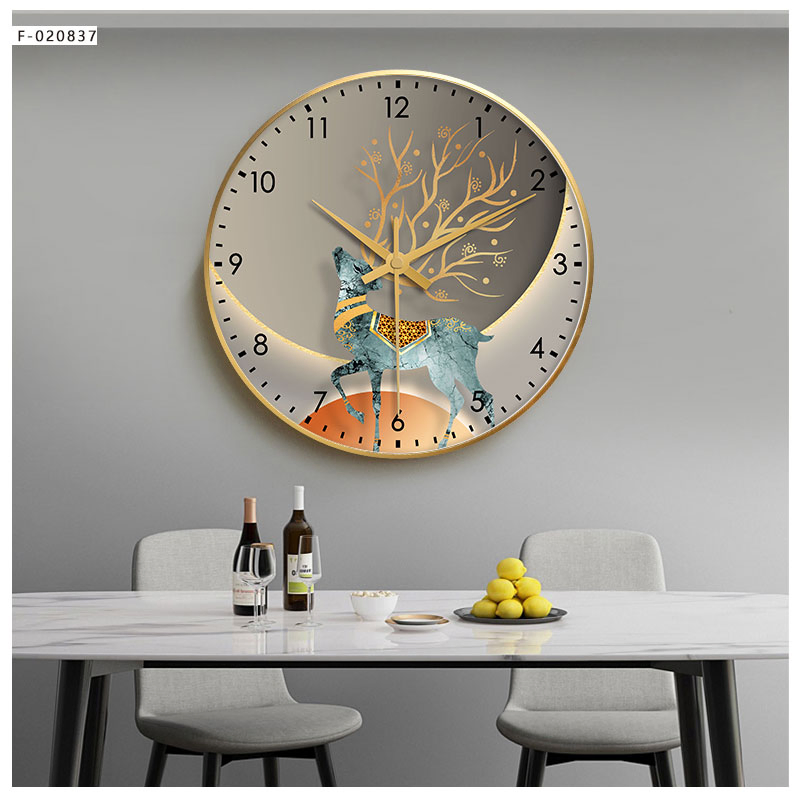 Cartoon Wall Painting Round Crystal Wall Clock Art Painting Clock