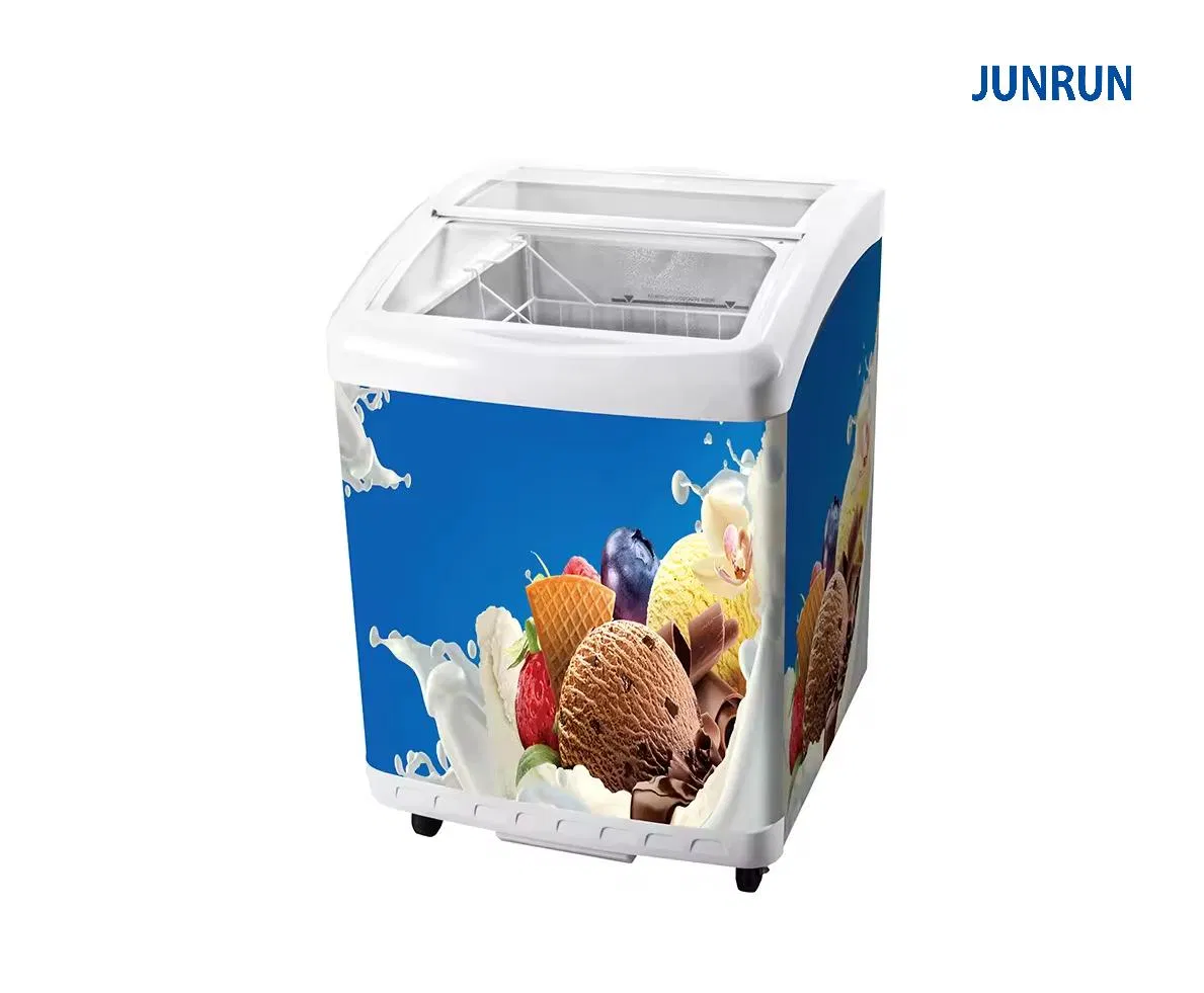 Junrun Group Commercial Supermarket Horizontal Store Shop Cooler Chiller Refrigerator Gelato Ice Cream Fridge Mini Chest Display Showcase Island Deep Freezer