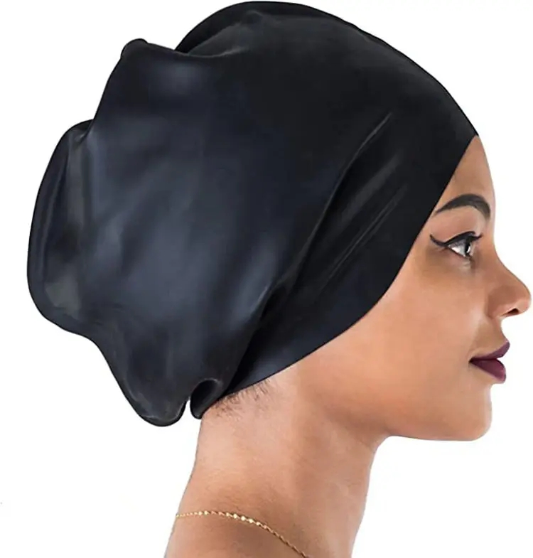 Factory Curly Dreadlocks Weaves Braids Custom Printing Silicone Shower Cap Swimming Cap