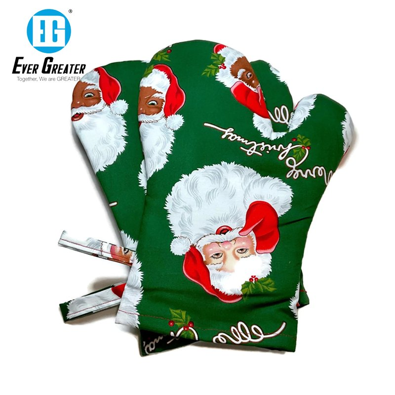 Custom Premium Cotton Oven Mitts Wholesale Available Heat Resistant Christmas Oven Mitts for Souvenirs