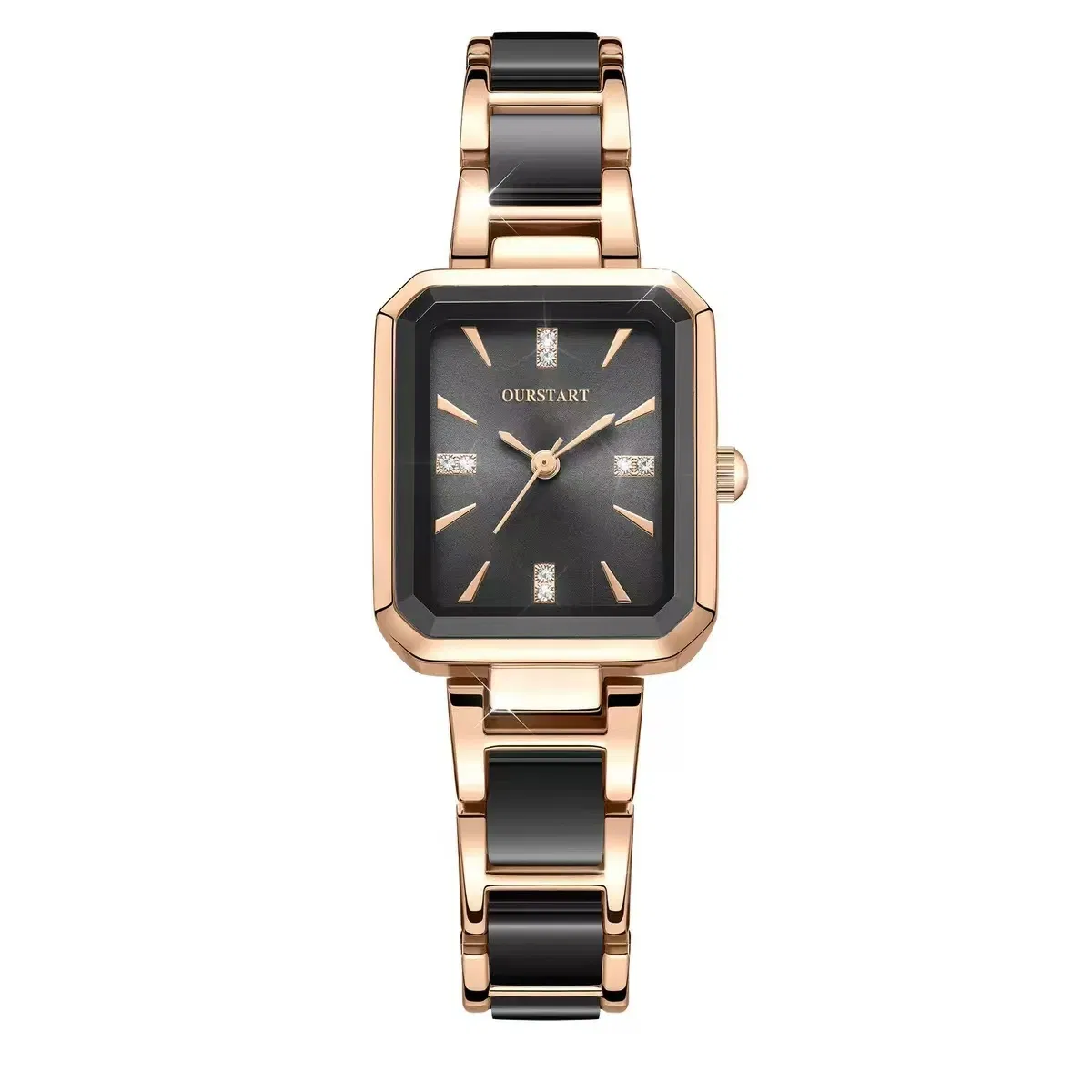 Novel Design Rectangular Compact Diamond Custom Logo Shiny Women′ S Watch
