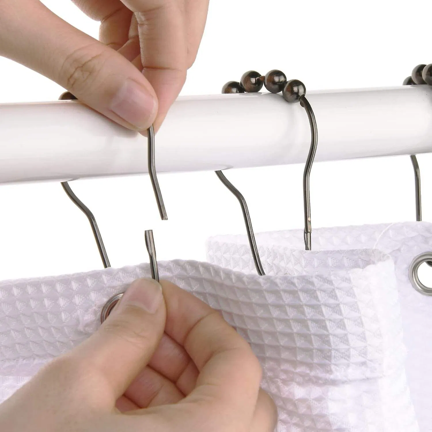 Wholesale Metal Curtain Hooks Bathroom Shower Curtain Hook with Secure Locks