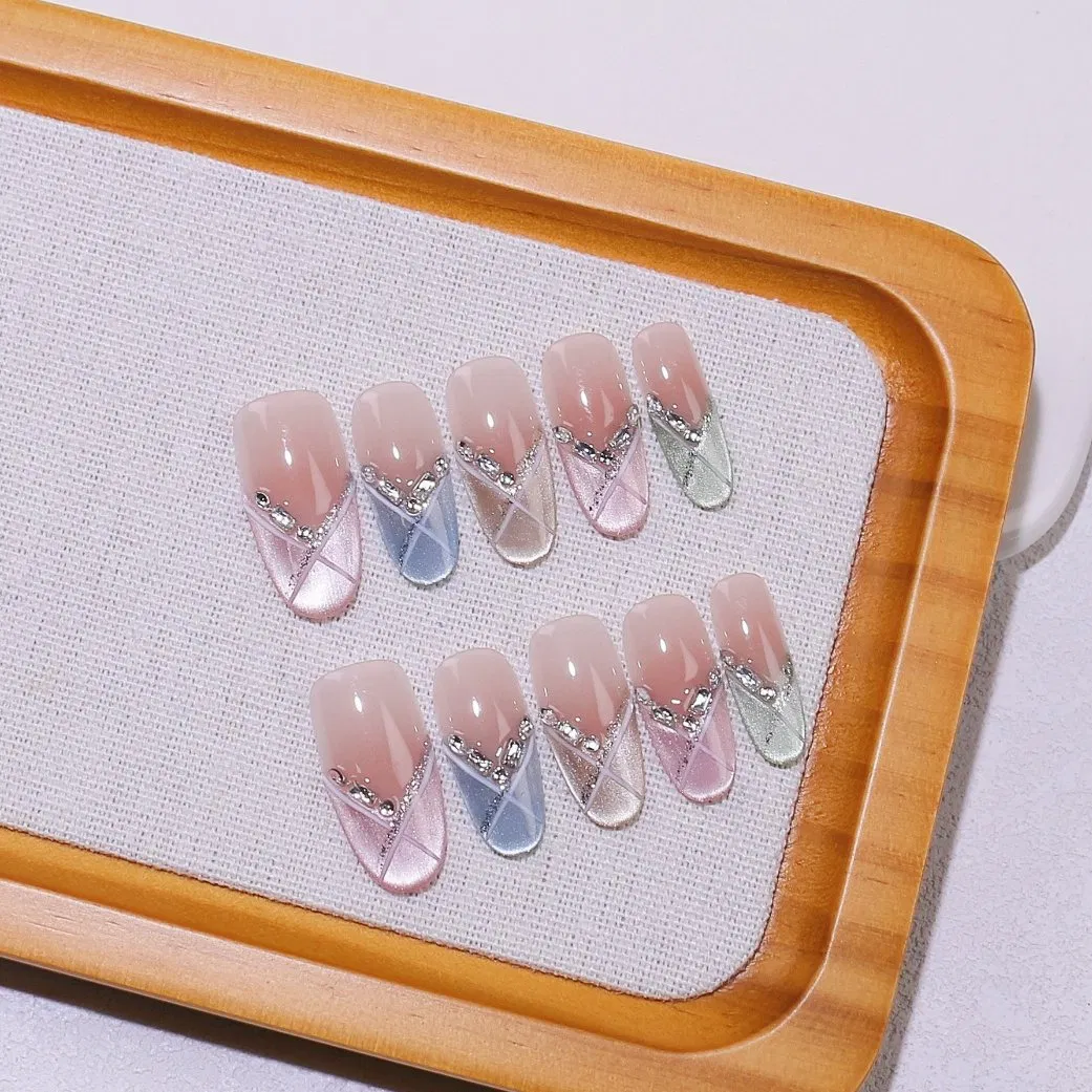OEM Adhesive False Nail Set Handmade Press-on Nails Solid Gel
