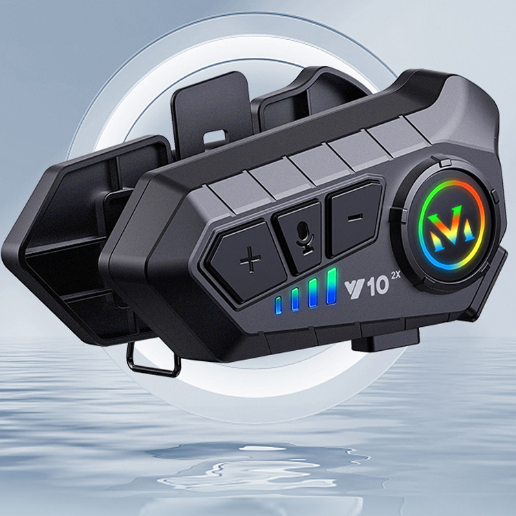 OEM Helmet Motorcycle Bluetooth Headset with RGB Light Effect Headphone Noise Reduction Hands-Free Voice Control