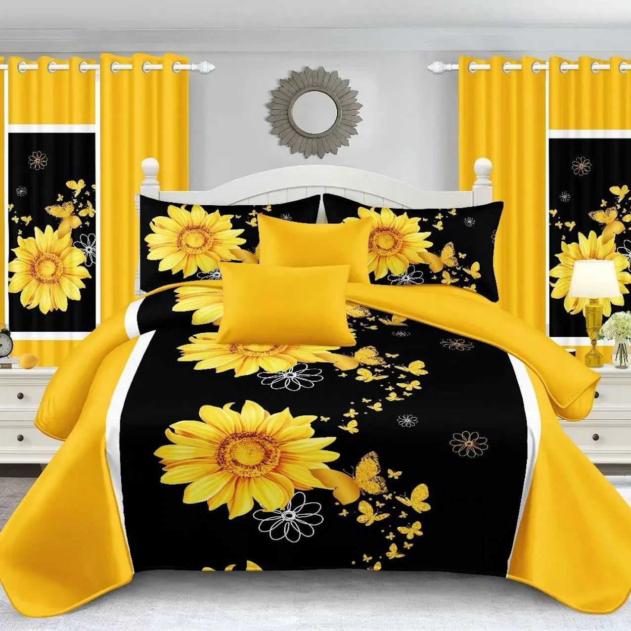 Green Plant Floral Printing 100% Microfiber Polyester Duvet Quilted Bed Cover Pillowcase Curtains Custom Bed Sheets Guangdong Home Bedding Set King Bedspread