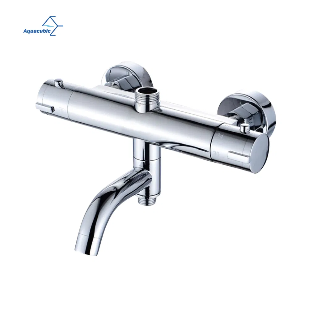 Modern Chrome Thermostatic Mixing Valve Wall Mount Shower Mixer Bar Replacement Valve Outlet