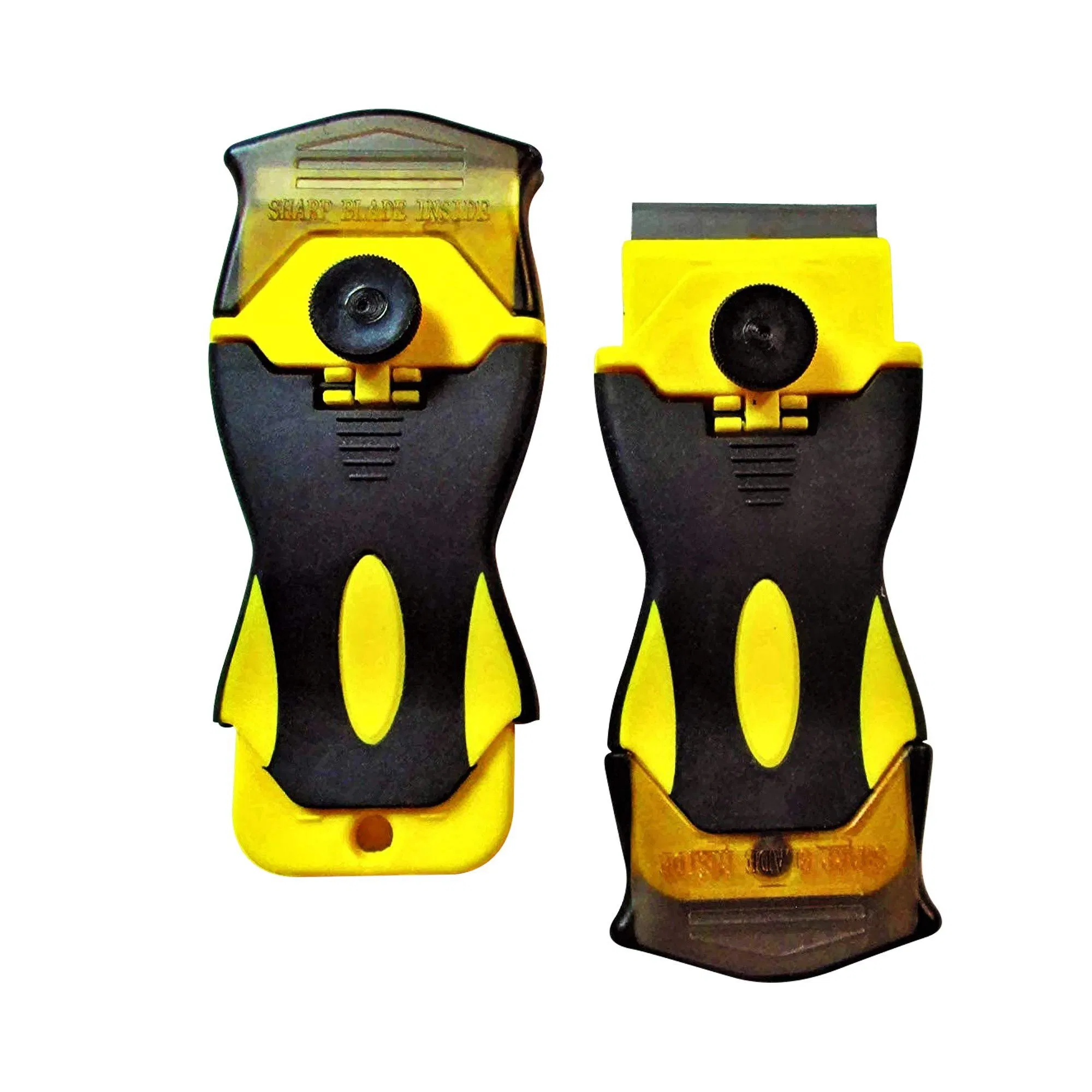 Black-Yellow Cleaning Scraper Plastic Razor Scraper with Plastic Blades or Metal Blades