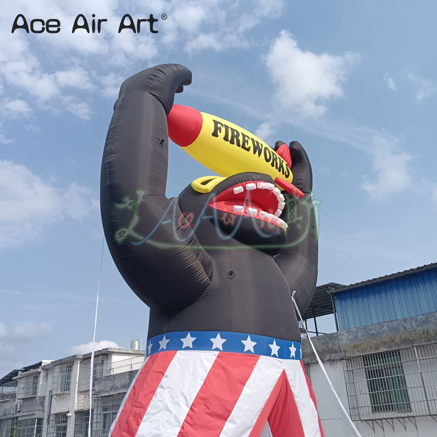 Giant 6m H Inflatable Gorilla Fireworks Model with Rocket Fire Arrow Inflatable Cartoon Animal for Advertising